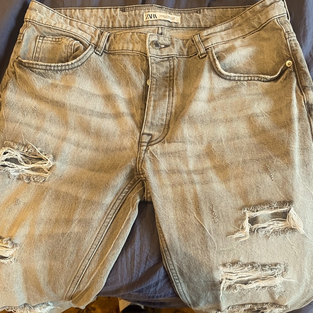 Zara mens button fly distressed jeans size 36